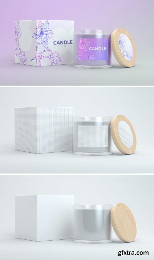 Isolated Customizable Candle with Cap and Box Mockup 398328348