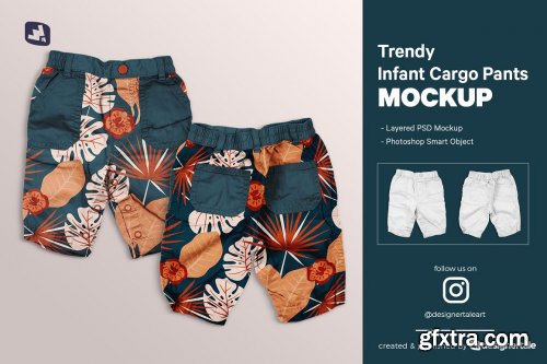CreativeMarket - Trendy Infant Cargo Pants Mockup 5230917