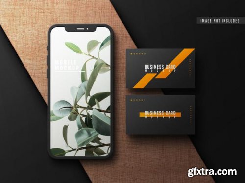 Business card with mobile phone mockup