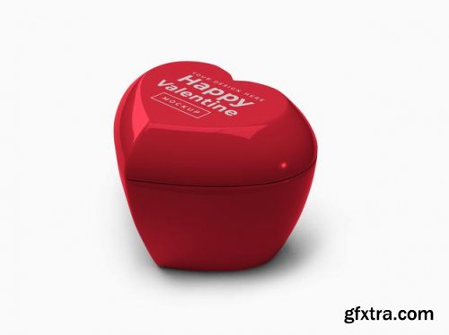 Valentine love heart container with lid mockup