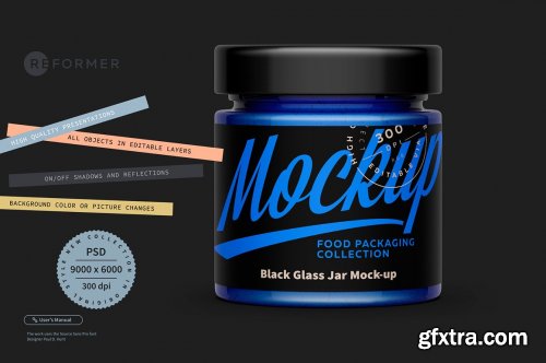 CreativeMarket - Black Glass Jar Mock-up 5506280