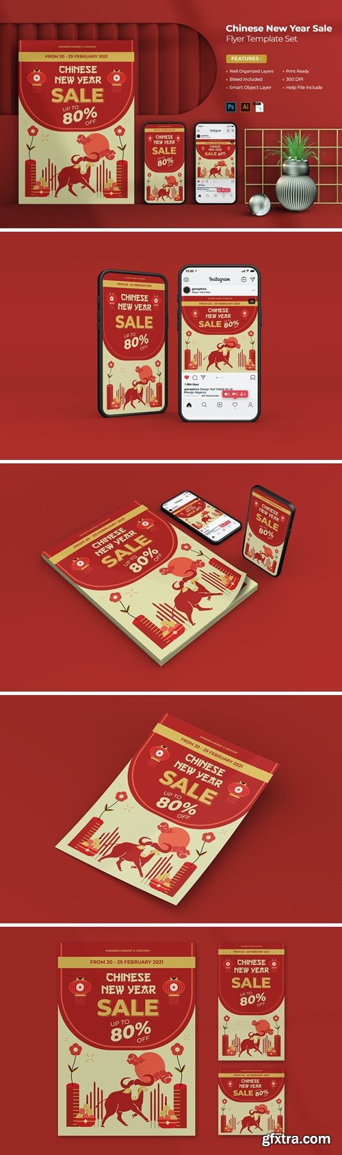 Chinese New Year Sale Flyer Set