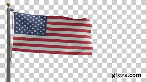 Videohive American Flag / USA Flag on a Flagpole with Alpha Channel - 4K 29942270