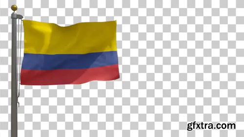 Videohive Colombia Flag on a Flagpole with Alpha Channel 29942272