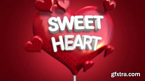 Videohive Animated closeup Sweet Heart text and motion romantic heart on Valentine day shiny background 29943178
