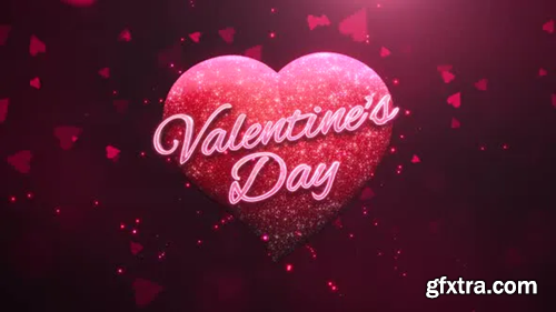 Videohive Animated closeup Valentine’s Day text and motion romantic heart on love shiny background 29943187