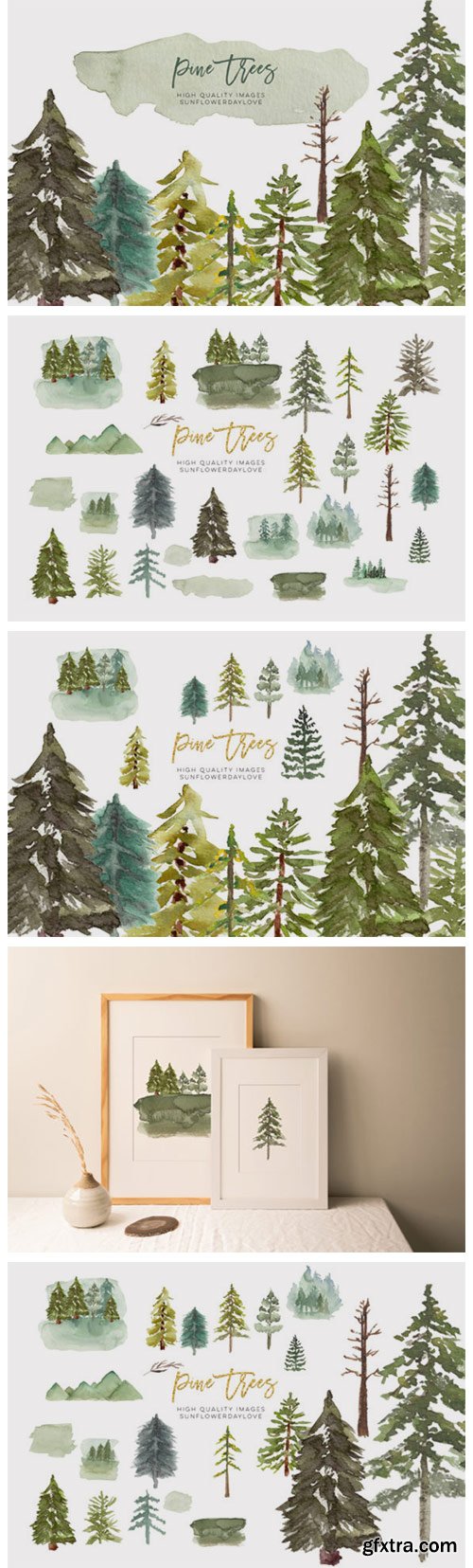 Watercolor Pine Tree Clipart, Evergreen 7160469