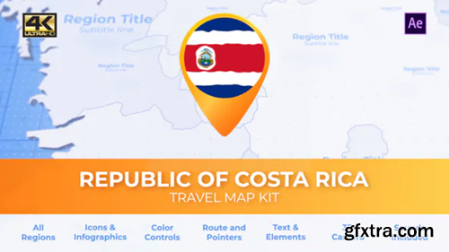 Videohive Costa Rica Map - Republic of Costa Rica Travel Map 29973955