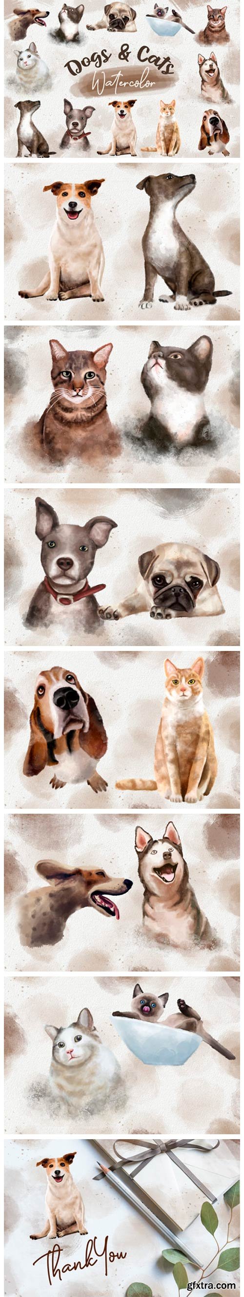 Dogs and Cats Watercolor Collection 7406108
