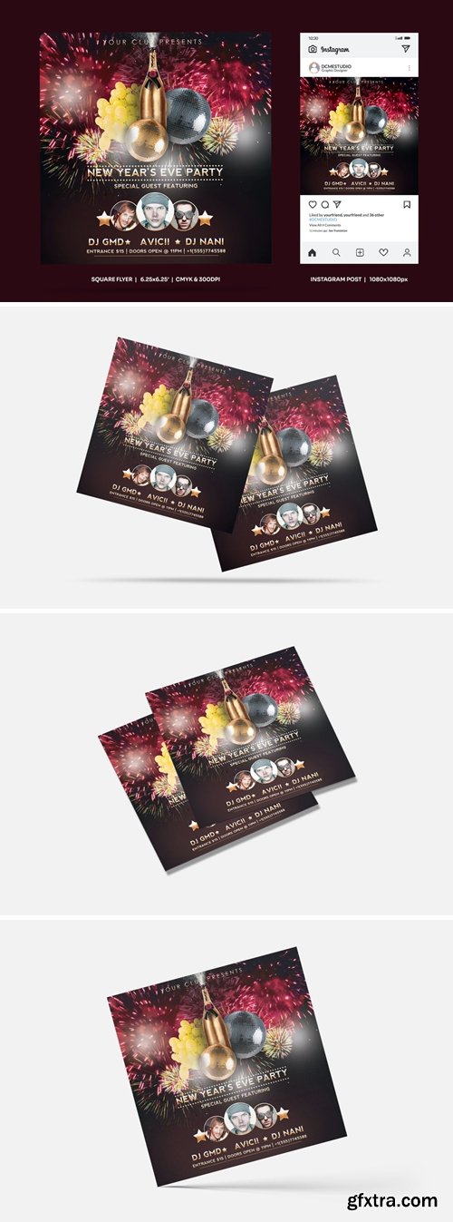 New Year Eve Square Flyer & Insta Post