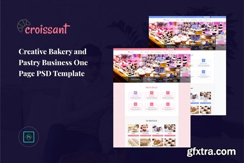 Croissant - Pastry Business One Page PSD Template