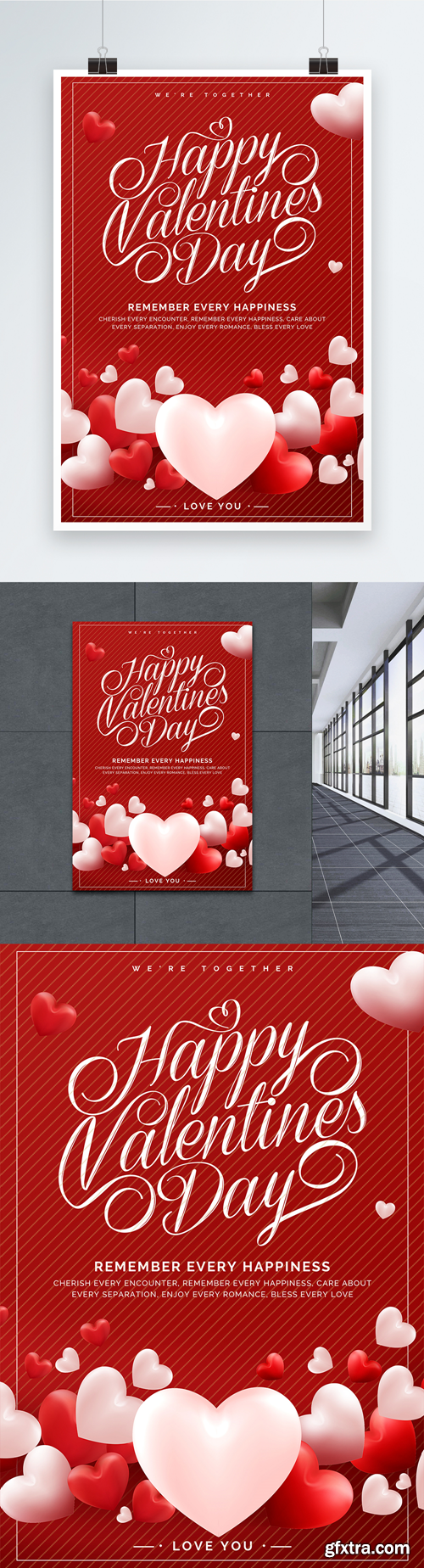 red romantic valentines day poster