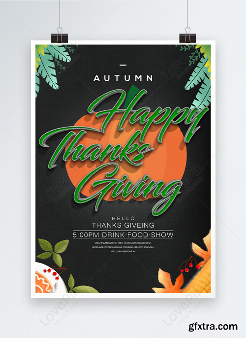 happy thanksgiving retro style holiday promotion poster