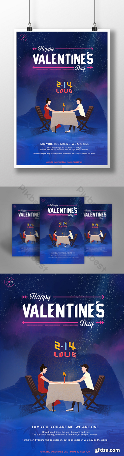 romantic valentine\'s day poster Template CDR