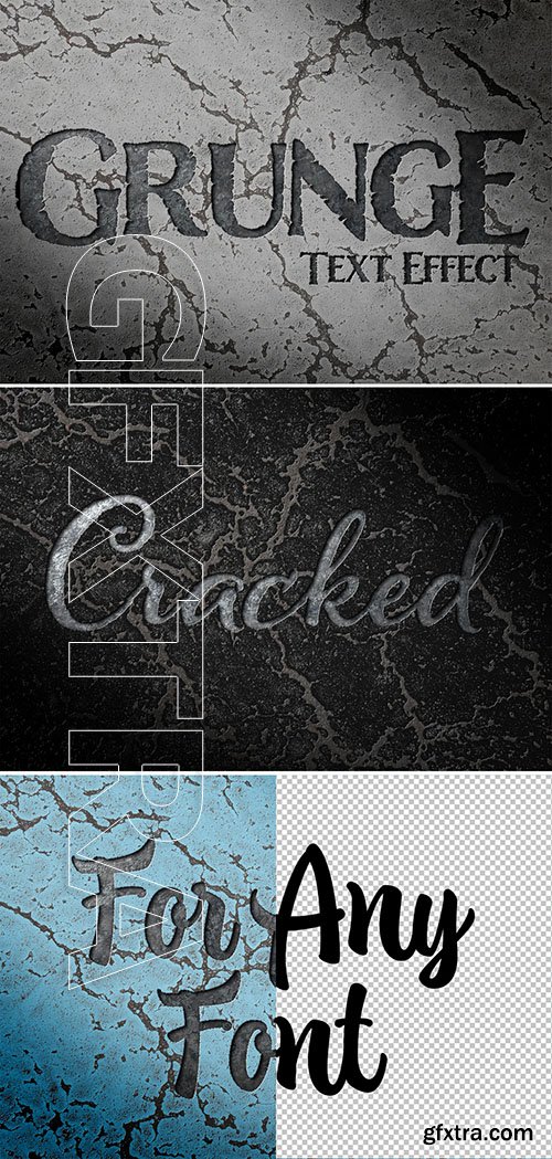 Debossed text effect on cracked surface
