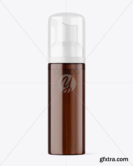 Amber Cosmetic Bottle with Pump Mockup 73100