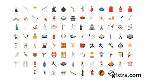 Videohive 100 Martial Arts Icons 30141890