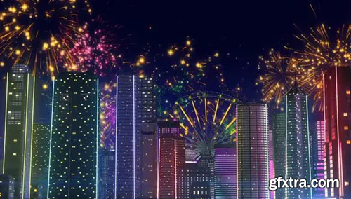 Videohive City Light With Fireworks 29760417