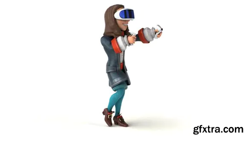 Videohive Fun 3D cartoon baroque man with a VR Helmet 29777432