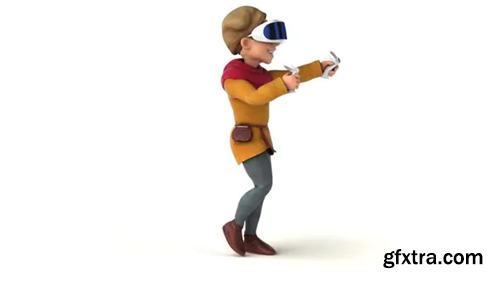 Videohive Fun 3D cartoon medieval man with a VR Helmet 29777433