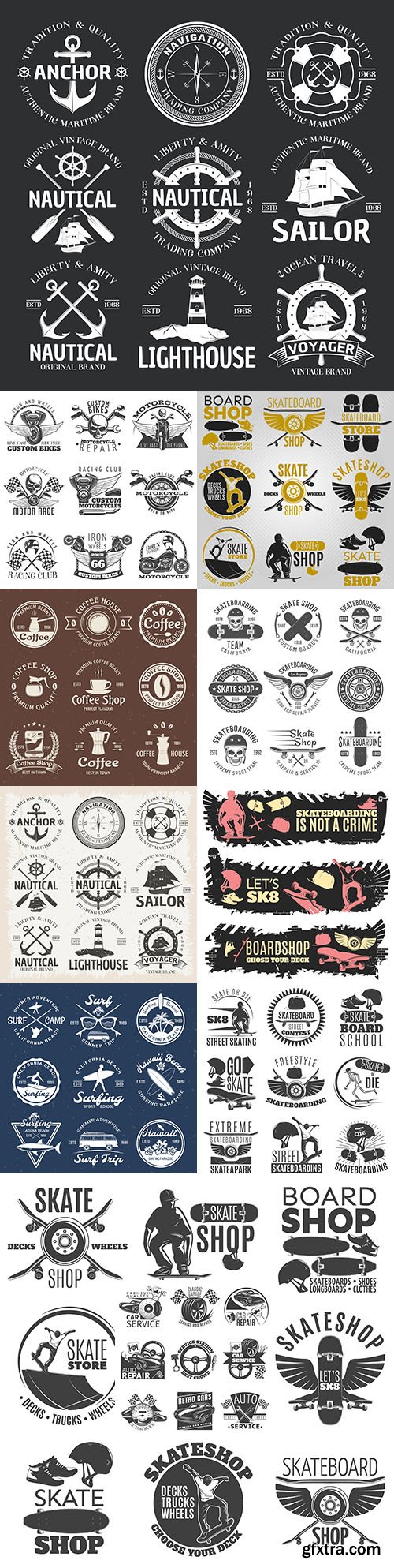 Vintage antique emblems and logos with design text 6