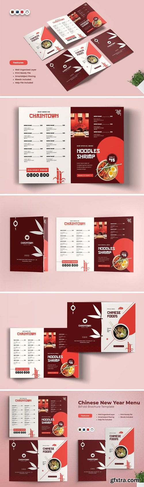 Chinese New Year Menu Bifold Brochure