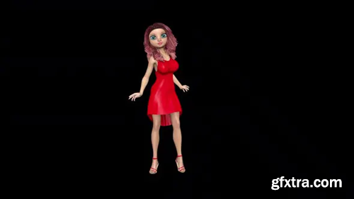 Videohive 3d Character Girl Dancing Loop On Alpha Channel 30118889