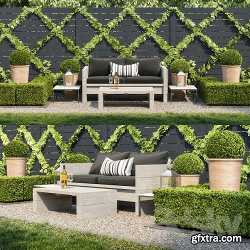 Garden seating area 3D model