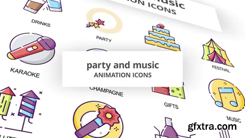 Videohive Party & Music - Animation Icons 30041615