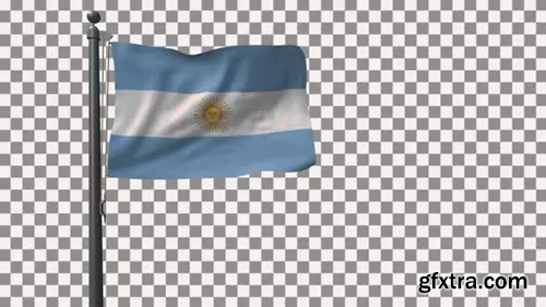 Videohive Argentina Flag On Flagpole With Alpha Channel HD 30288109