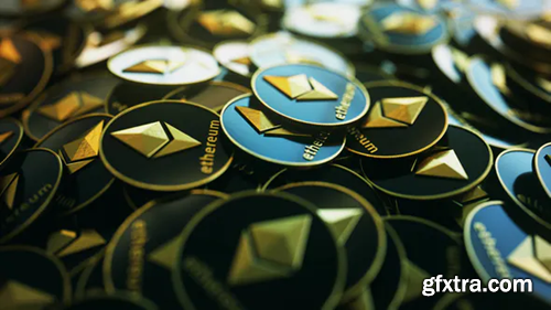 Videohive 4K Ethereum Pile Spilled Out Orbit 21824162