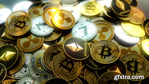 Videohive 4K Cryptocoins Pile Stash Spilled Out Orbit 21890452