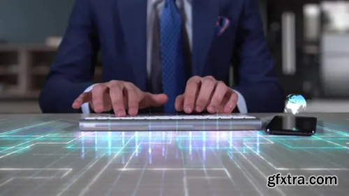 Videohive Businessman Writing On Hologram Desk Tech Word Xrp 23999365