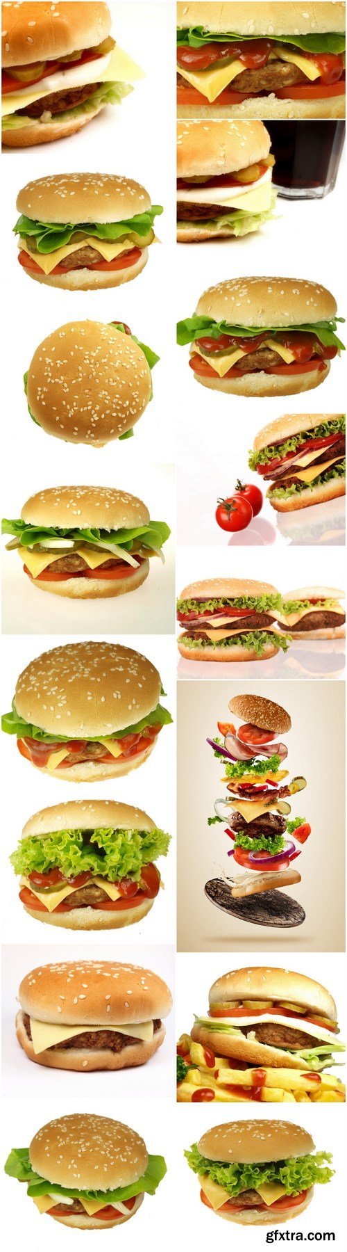 Delicious burgers isolated on white background - 16xHQ JPEG