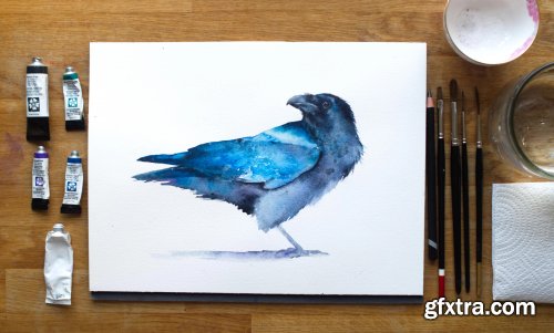 Raven. A Free-Flow Watercolour Master Class with Jane Davies
