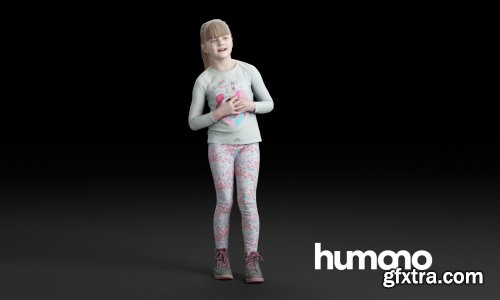 Humano Casual child girl in pink pants standing and talking 0209 3D model