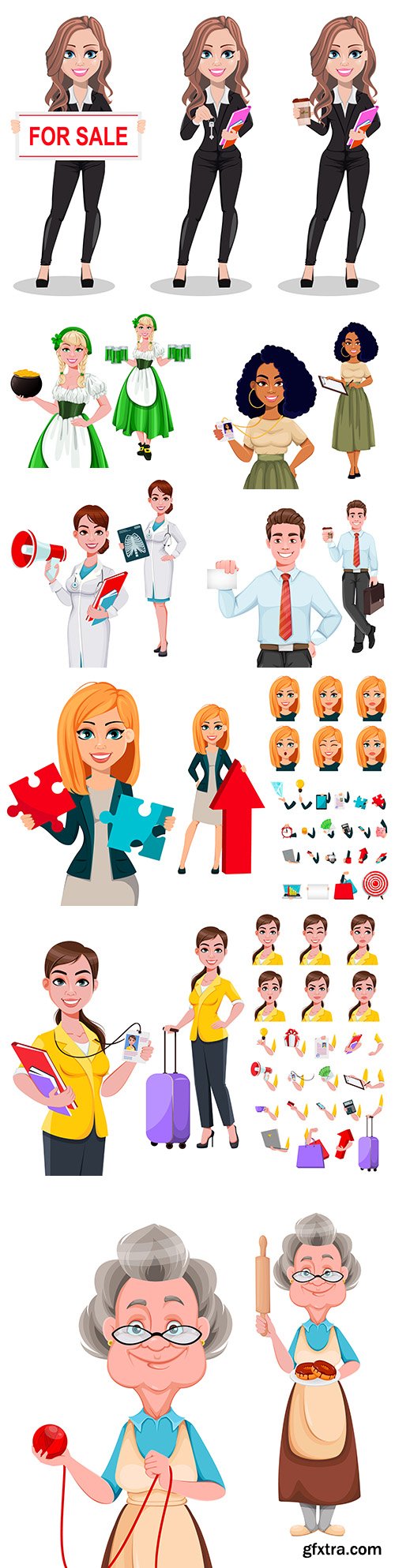 People cartoon character illustrating different professions