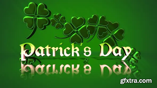 Videohive St Patricks Day text and motion small green shamrocks on Saint Patrick Day shiny background 30348639