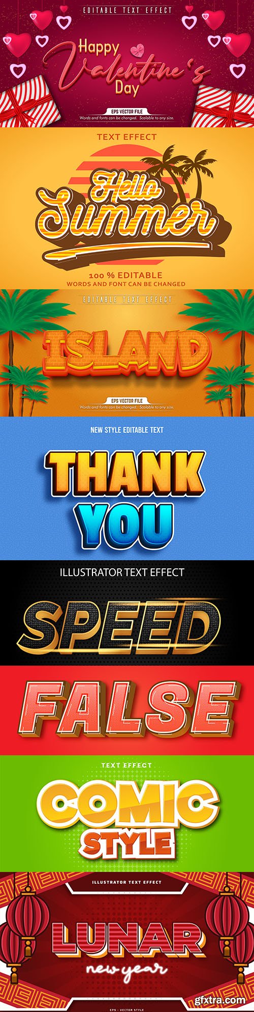 Editable font and 3d effect text design collection illustration 11