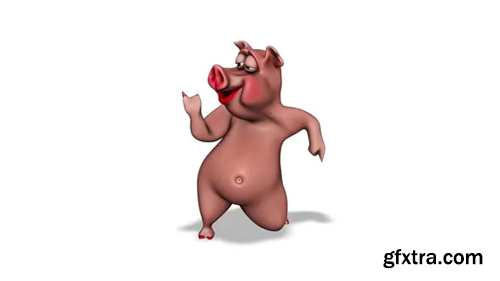 Videohive Cartoon 3D Pig Dance Looped on White 30376257