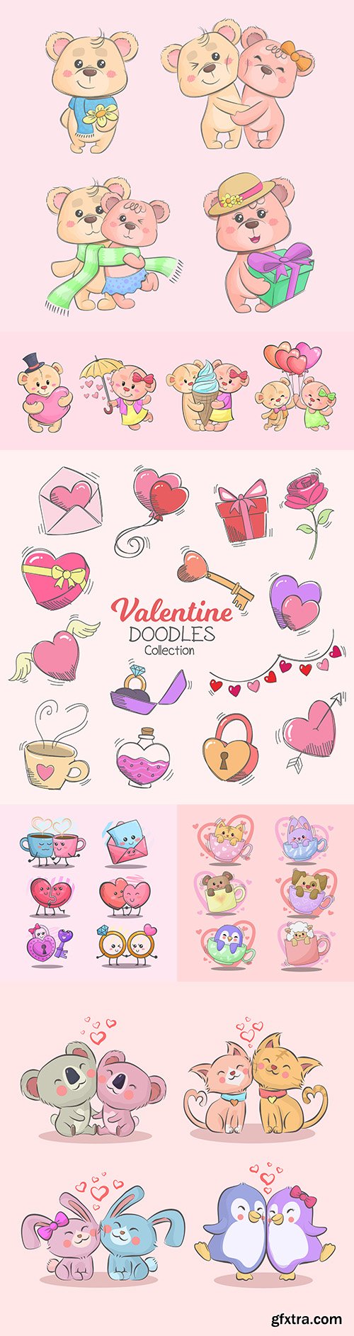 Happy Valentine\'s Day funny animals and collection elements