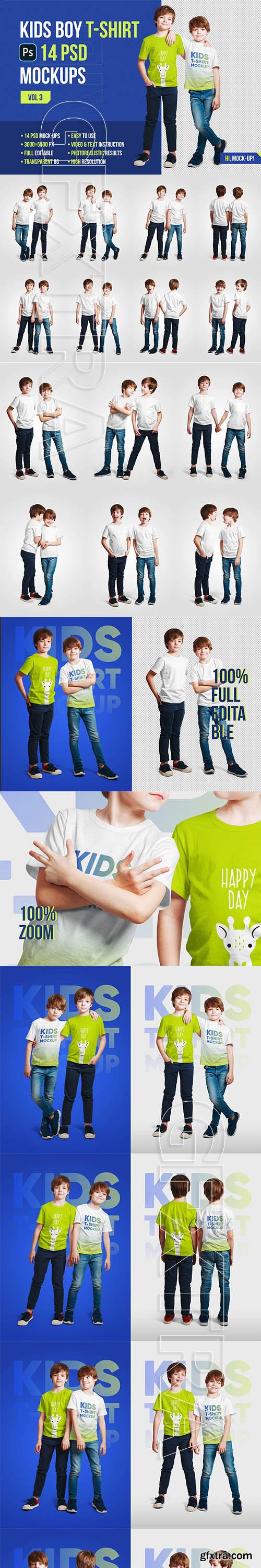 CreativeMarket - Kids Boy T-Shirt Mockups Vol3 5336752