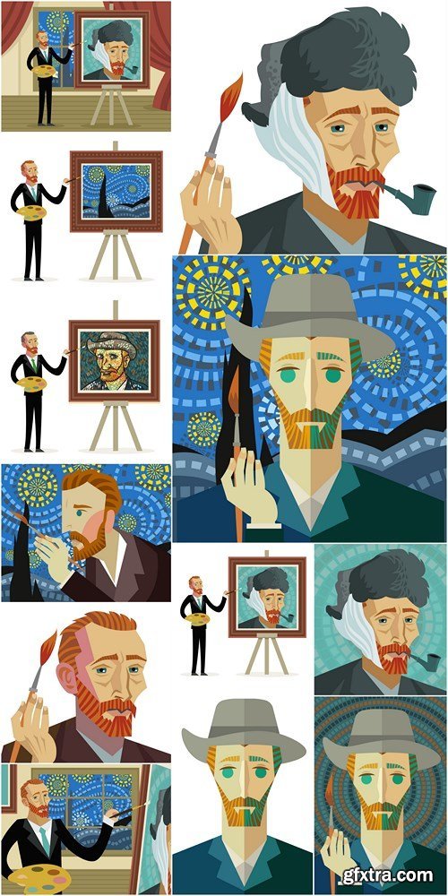 Vincent van Gogh - Vector Images - 12xEPS