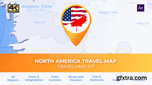 Videohive North America Map - North America Travel Map 30472683
