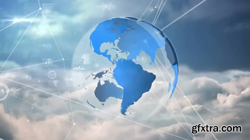 Videohive Rotating globe with sky background 30215636