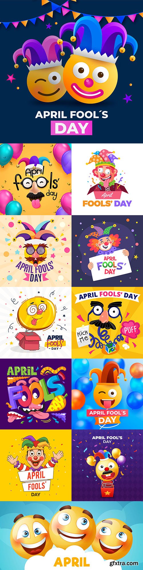 Fools day and April 1 illustration flat design