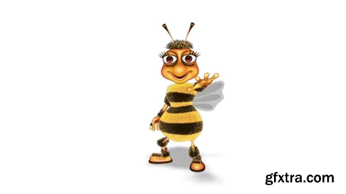Videohive Cartoon Bee Dance Looped on White Background 30482285