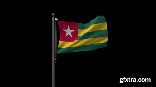 Videohive Togo Flag On Flagpole With Alpha Channel 4K 30492247