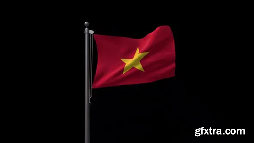 Videohive Vietnam Flag On Flagpole With Alpha Channel 30492253