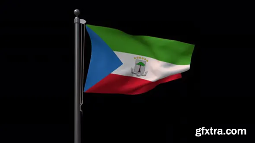 Videohive Equatorial Guinea Flag On Flagpole With Alpha Channel 4K 30492256